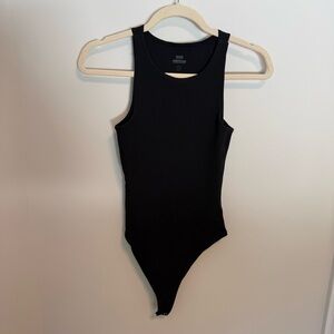 Good American Black Ribbed Bodysuit
